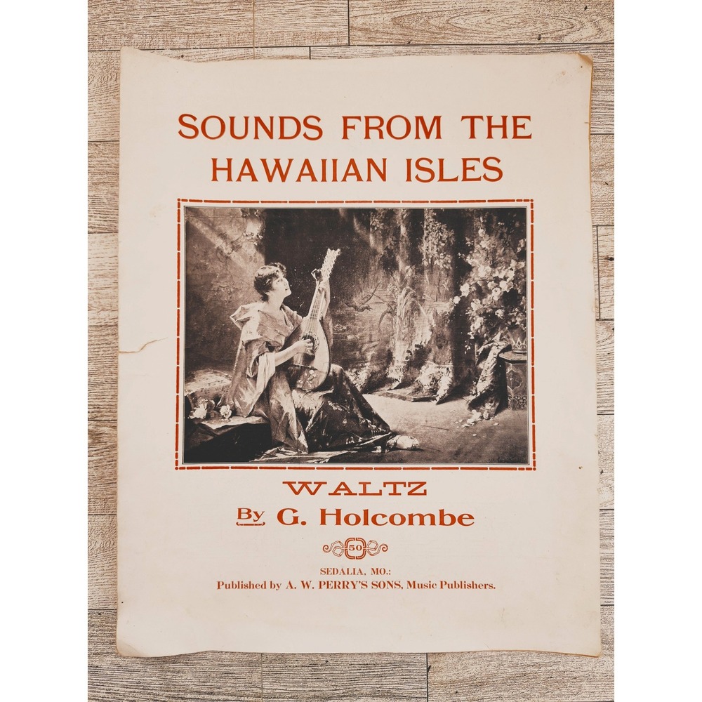 1917 Hawaiian Isles Antique Sheet Music Woman‎ with Ukulele G. Holcombe Waltz